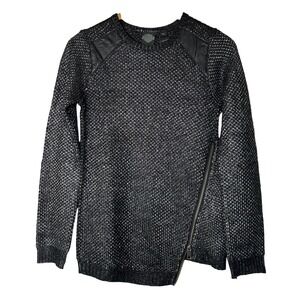 Harley Davidson Sweater‎ Size XS Black Knit Pullover with Leather Moto
